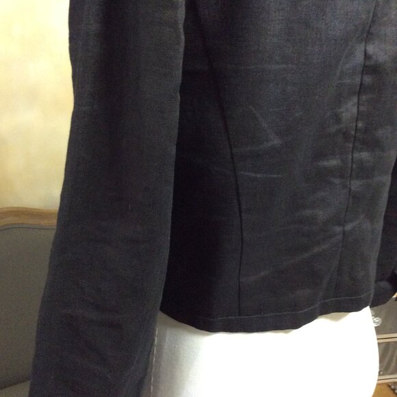 Harlowe & Graham black linen crop jacket with beaded shoulder, like new! - Picture 9 of 15